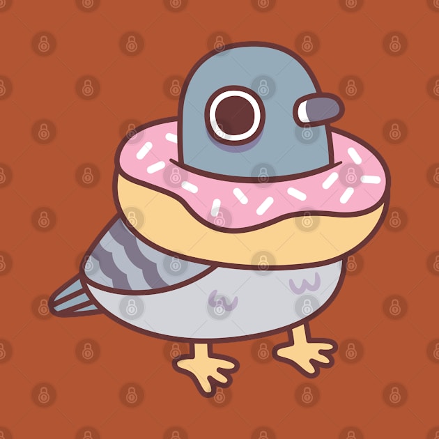 Cute Pigeon With Donut Necklace Funny by rustydoodle