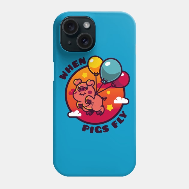 When Pigs Fly Phone Case by arigatodesigns