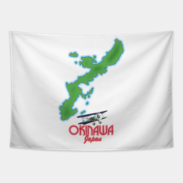 Okinawa Japan map Tapestry by nickemporium1