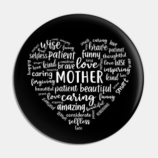 Mother heart, mother word cloud love heart design Pin