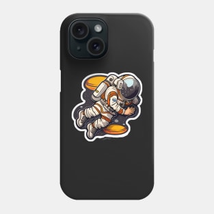 Retro Cartoon Astronaut Sticker Phone Case