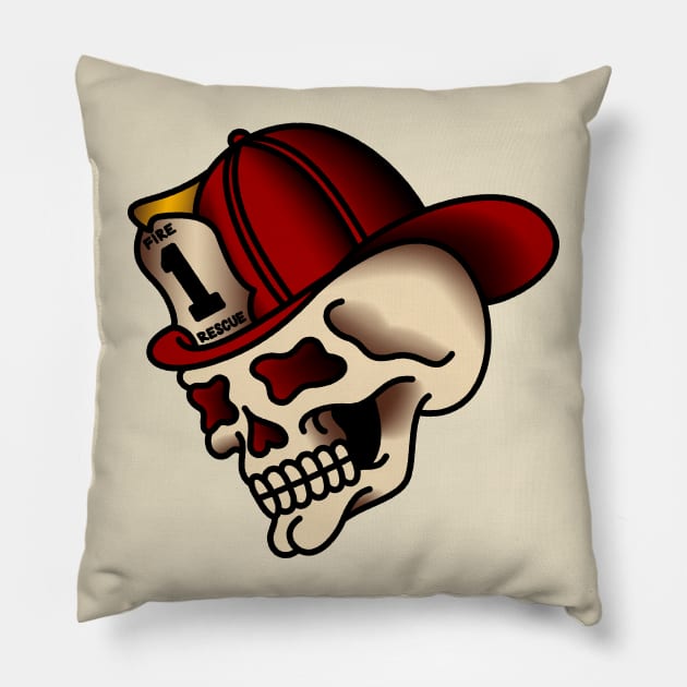 Firefighter Skull Pillow by OldSalt