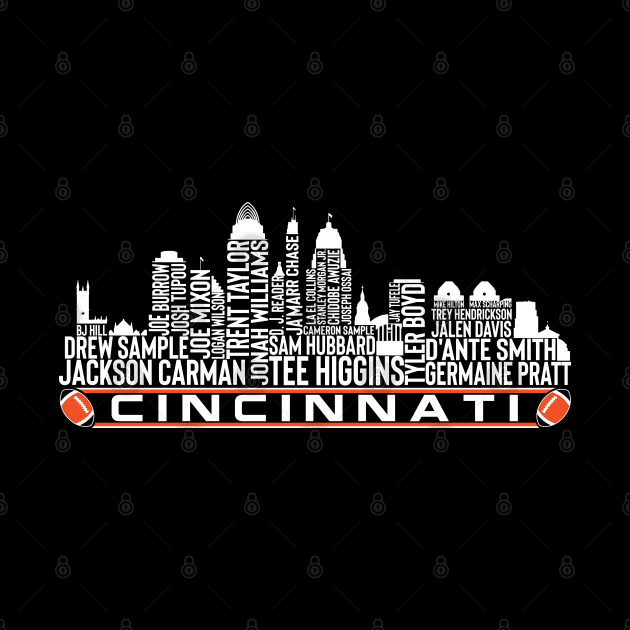 Cincinnati Football Team 23 Player Roster, Cincinnati City Skyline by Legend Skyline