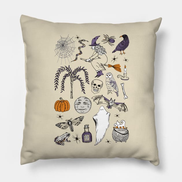 Halloween symbols Pillow by Das Brooklyn