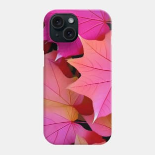 Pink Color Autumn Leaves Background Digital Illustration Art Phone Case