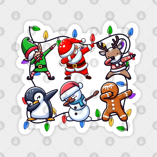 Dab Dancing Christmas Tree Lights Squad Magnet by Etopix