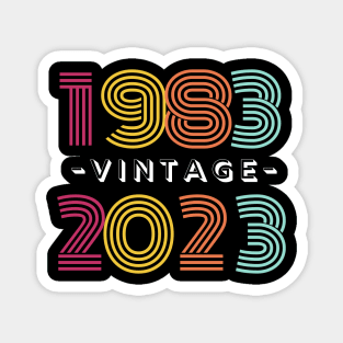 1983 Vintage 2023, 40th Birthday Anniversary, Colorful Retro Magnet