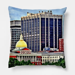 Boston MA - Skyline with Massachusetts State House Pillow