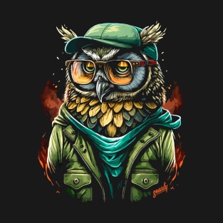 Graffiti Hipster Owl Graphic by gnarly T-Shirt