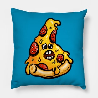 Freaked Out Cartoon Pepperoni Pizza Slice Logo Pillow