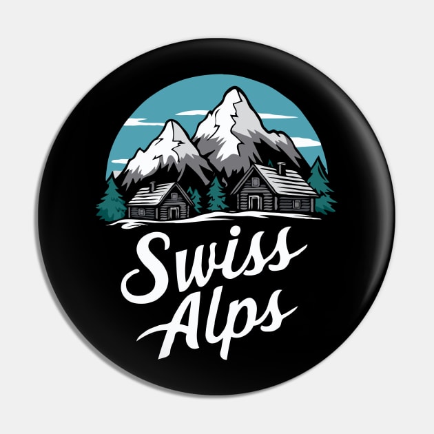 Swiss Alps. Retro Pin by Chrislkf