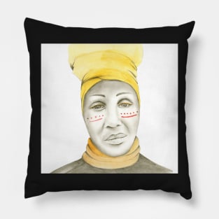 Black and White and Yellow Portrait Pillow