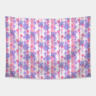 Pink Striped Floral Pattern Tapestry