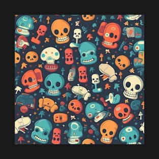 A seamless patterns of cute skulls drawing T-Shirt