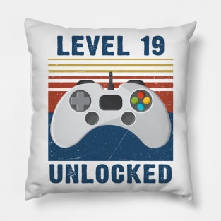 Level 19 unlocked funny gamer 19th birthday Pillow