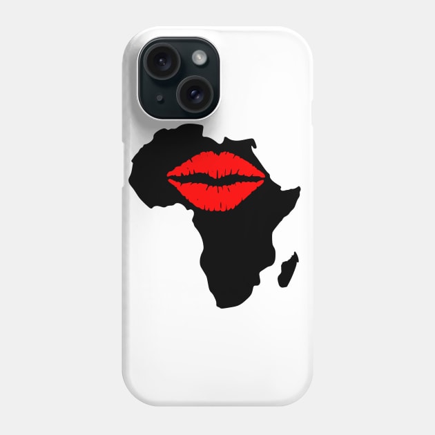 Kiss for Africa Motherland Black Heritage Pride Gift Phone Case by Merchweaver