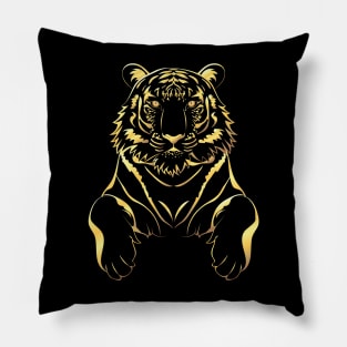 Black tiger and gold Pillow