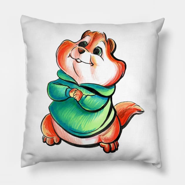 Theodore Chipmunk Pillow by AlexandraBowmanArt