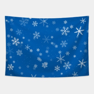 Blue and White Snowflake Winter Pattern Tapestry