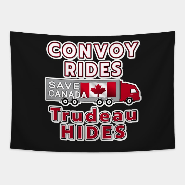 TRUCKERS FOR FREEDOM CONVOY TO OTTAWA CANADA JANUARY 29 2022 RED AND WHITE LETTERS Tapestry by KathyNoNoise