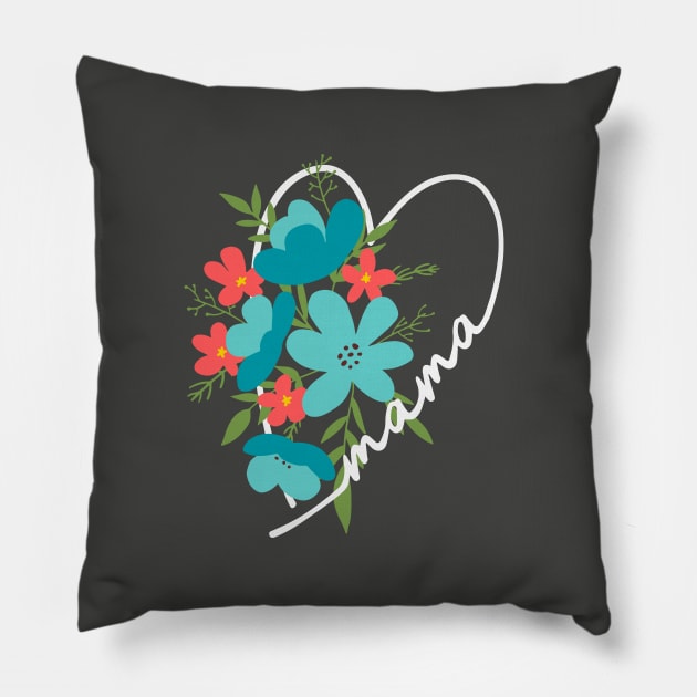 Mama Heart Floral Gift for Mom Pillow by B*Shoppe