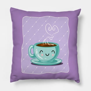 Happy Coffee Purple Pillow