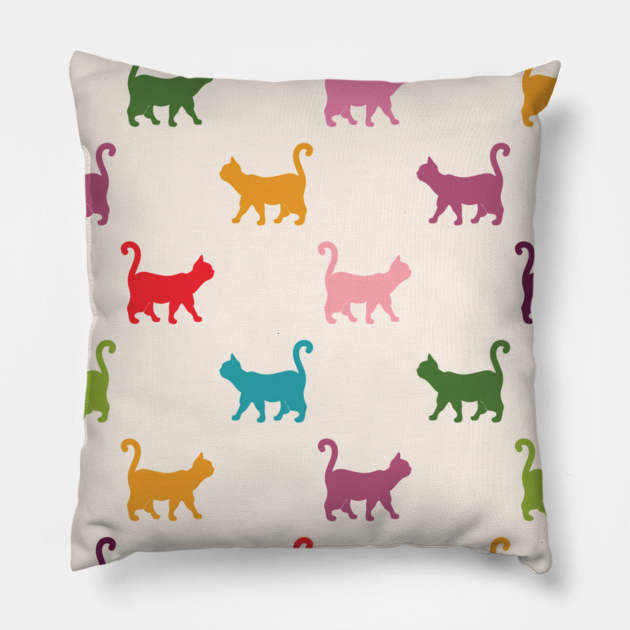 Pattern colorful cats lovers Pillow by Flipodesigner