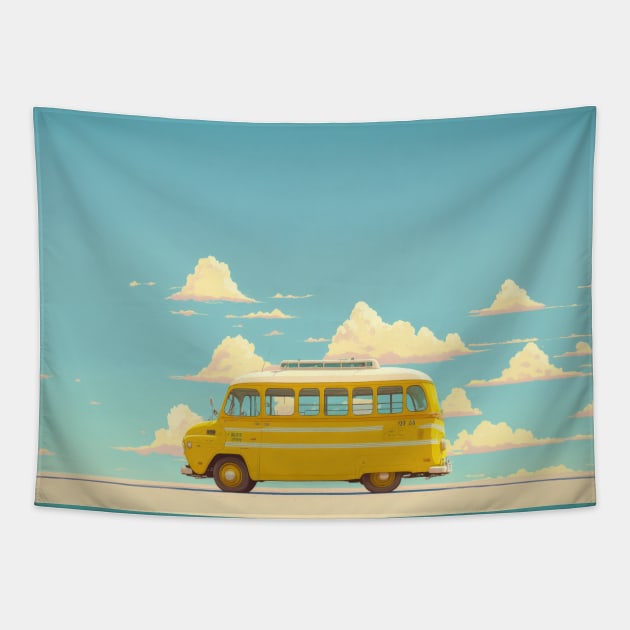 Yellow Camper Van Tapestry by Buff Geeks Art