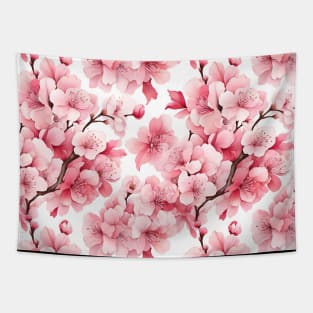 Pink Sakura Cherry Blossom Pattern Tapestry