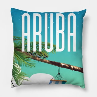 Aruba beach travel poster. Pillow