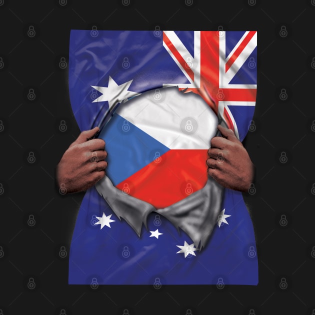 Czech Republic Flag Australian Flag Ripped - Gift for Czech From Czech Republic by Country Flags