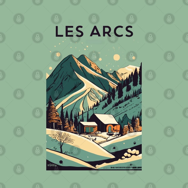 A Vintage Travel Art of Les Arcs - France by goodoldvintage