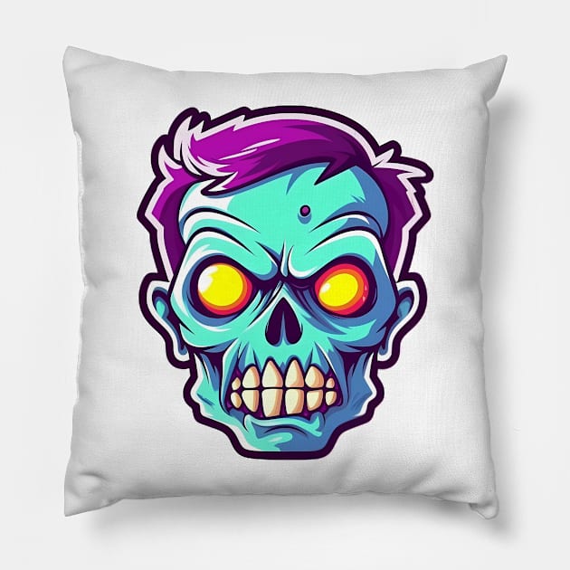 Cartoon zombie head. Pillow by AndreKENO