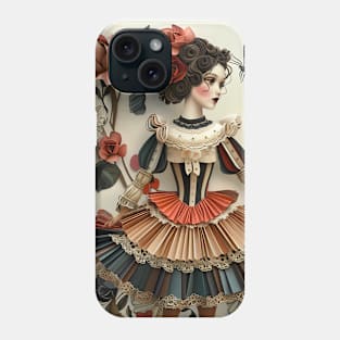 Cute Paper Doll With Fan Victorian Lace Dress Art Phone Case