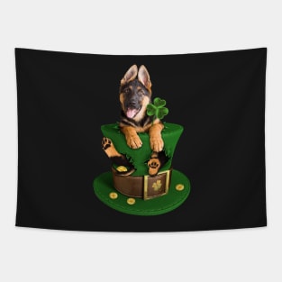 Funny Dog St Patricks Day Irish Shamrock German Shepherd In Pocket Tapestry