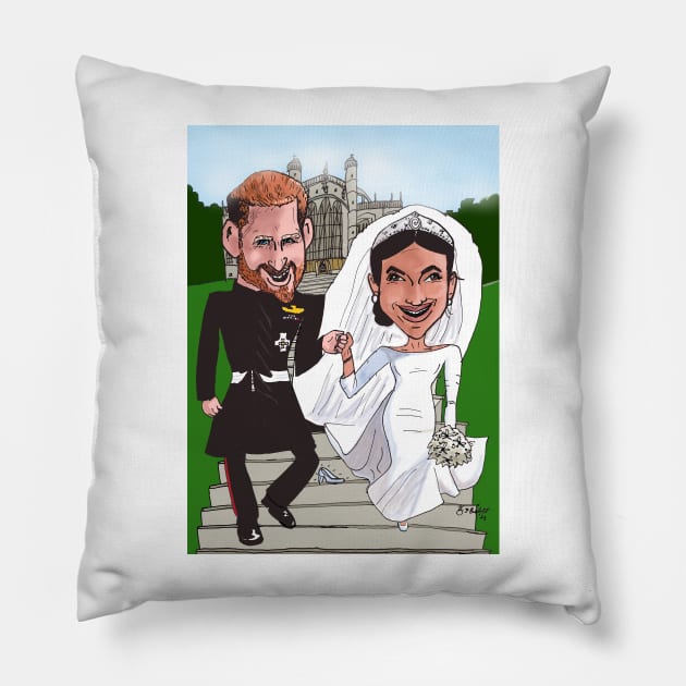 Royal couple Pillow by Making Faces Caricatures