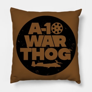 A-10 Warthog Circle Badge Black Distressed Print Pillow