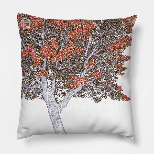 Brown Tree Circle Design Pillow by pbdotman