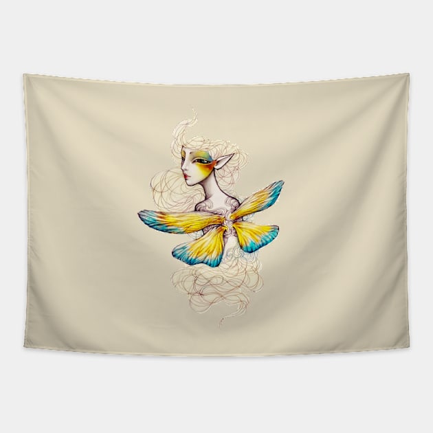 Dragon Fly Tattoo Tapestry by yassinebd