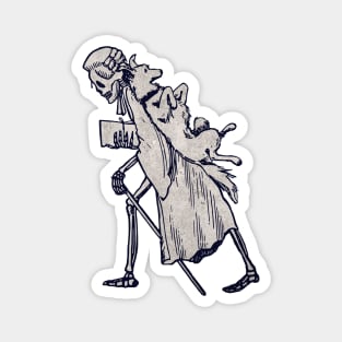 Skeleton Poet Piggyback Dog - Funny Skeleton Halloween Magnet
