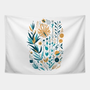 Bohemian Style Floral Shapes Tapestry