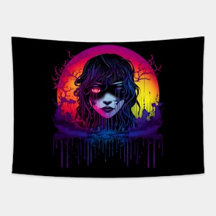 Cool Dark Goth Female Neon Colors Rave Design Tapestry