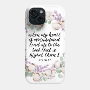 Cotton, Lavender, and Eucalyptus Wreath with Psalm 61 Calligraphy Phone Case