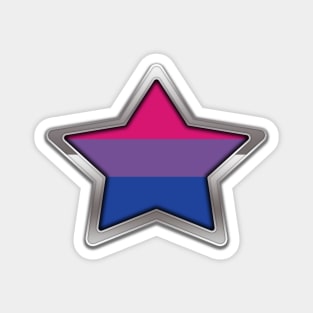 Large Bisexual Pride Flag Colored Star with Chrome Frame. Magnet