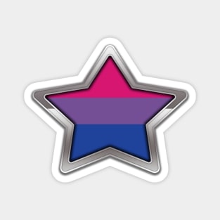 Large Bisexual Pride Flag Colored Star with Chrome Frame. Magnet