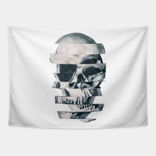 Glitch Skull Mono Tapestry