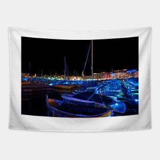 Night time in the Old Port of Marseille Tapestry
