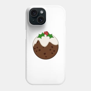 Christmas Pudding+Holly Illustration Phone Case