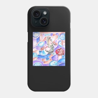 Cute Watercolor Seahorse and Red Fish Phone Case