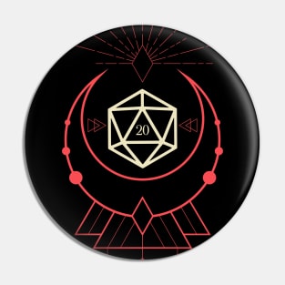 Sorcerer's Geometric Red Polyhedral D20 Dice Pin